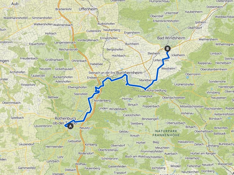 Etappe 1: Von Rothenburg ob der Tauber nach Bad Windsheim